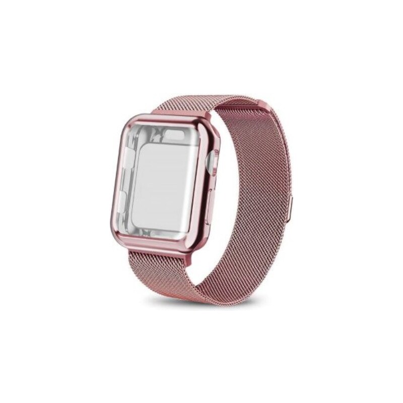 Ékszerkirály Apple watch óraszíj tokkal, nemesacél, 42 mm, rózsaszín