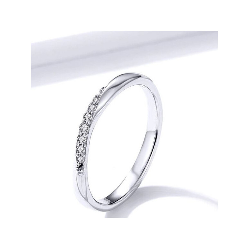 Ékszerkirály Ezüst gyűrű fehér kristályokkal, 6-os méret