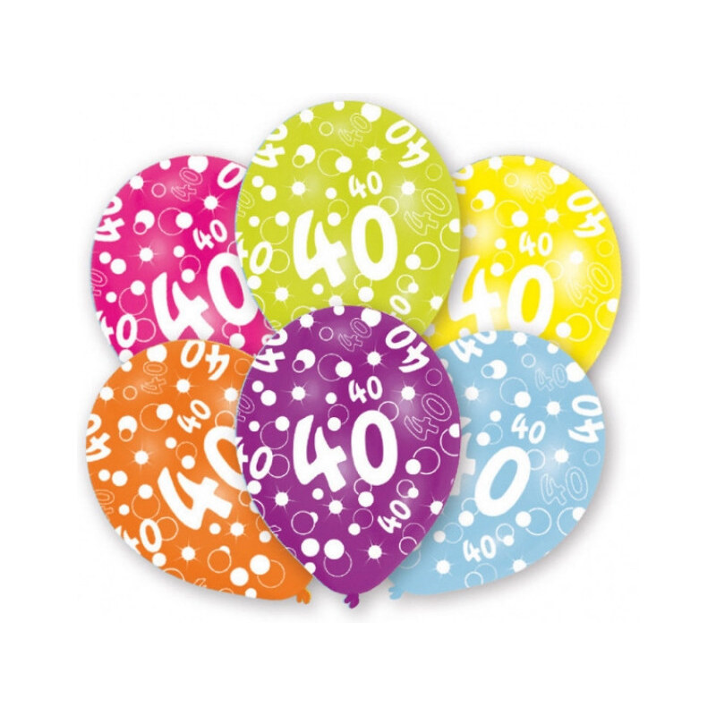 KORREKT WEB Happy Birthday 40 Colorful léggömb, lufi 6 db-os 11 inch (27,5cm)