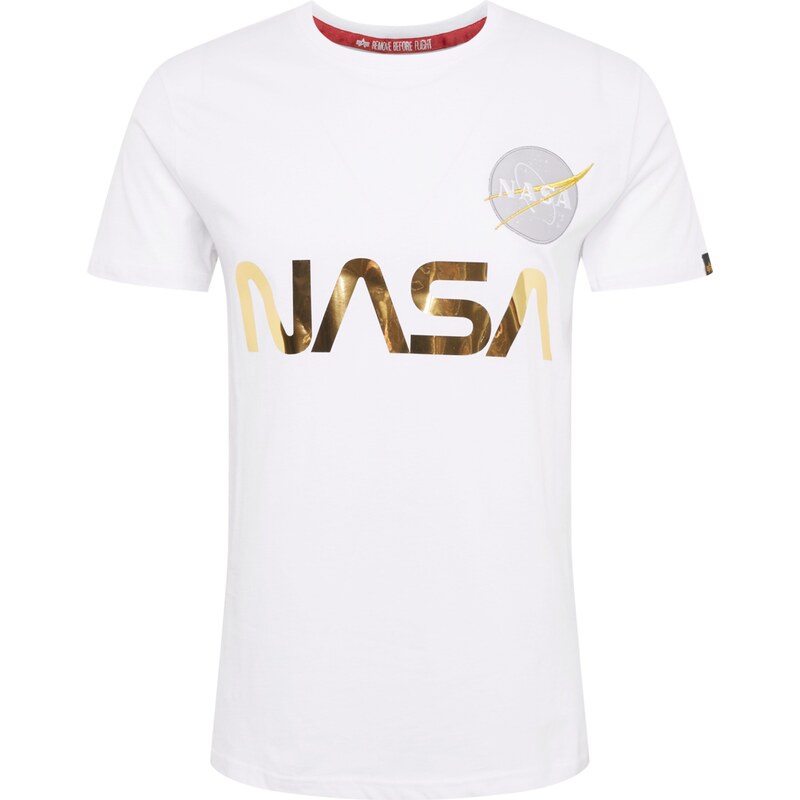 ALPHA INDUSTRIES Póló 'NASA Reflective' arany / fehér