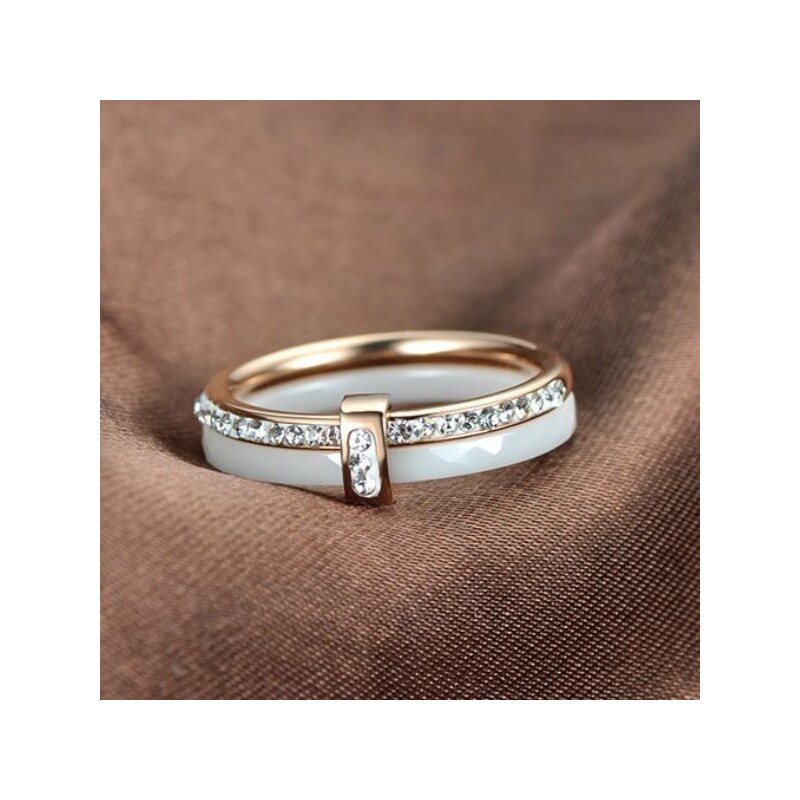 Ékszerkirály Női gyűrű, dupla, nemesacélból, rosegold-fehér, 8-as méret
