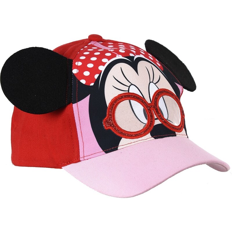 DISNEY Piros/rózsaszín lánysapka 3D - Minnie Mouse