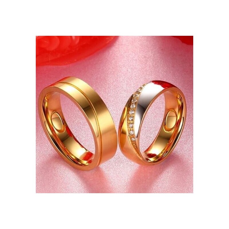 Ékszerkirály Női karikagyűrű, nemesacél, cirkonkristállyal, arany, 8-as méret