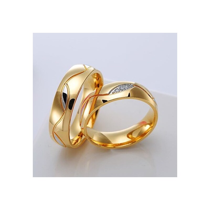 Ékszerkirály Női karikagyűrű geometrikus mintával, nemesacélból, arany, 5-ös méret