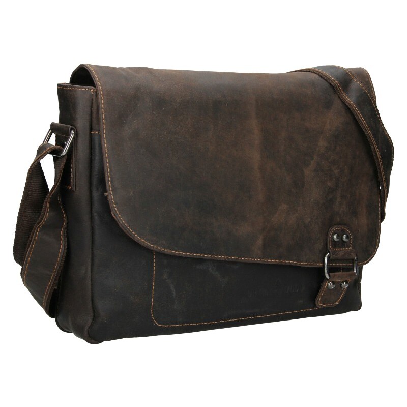 Férfi bőr válltáska Greenwood Henry - barna