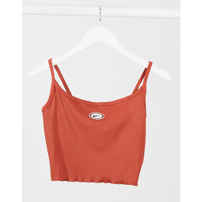 Nike ribbed lettuce hem crop vest in rustOrange GLAMI.hu