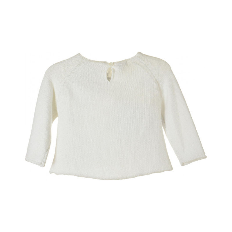 Brums fehér, virágmintás, kötött lány lányka pulóver – 74