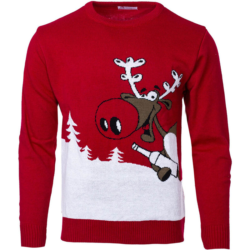 Wayfarer Karácsonyi pulóver rénszarvassal Drunk Rénszarvas piros M