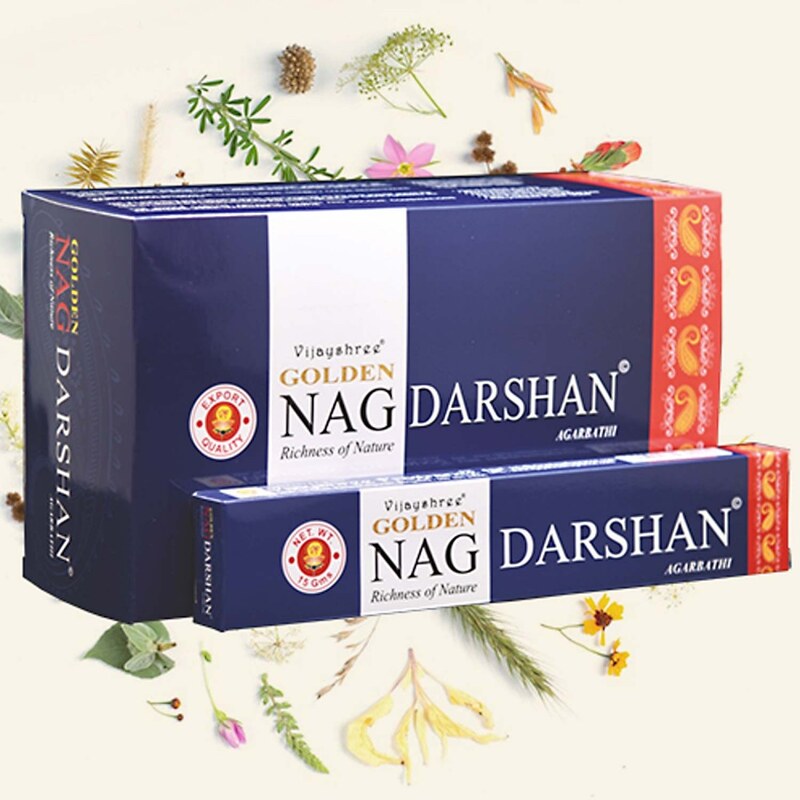 JAMMStore Golden Nag Darshan Indiai Füstölő (15gr)