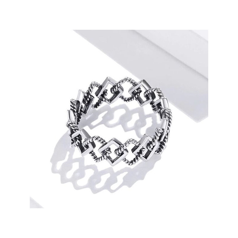 Ékszerkirály Ezüst gyűrű, geometrikus, 8-as méret