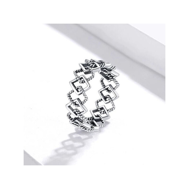 Ékszerkirály Ezüst gyűrű, geometrikus, 8-as méret