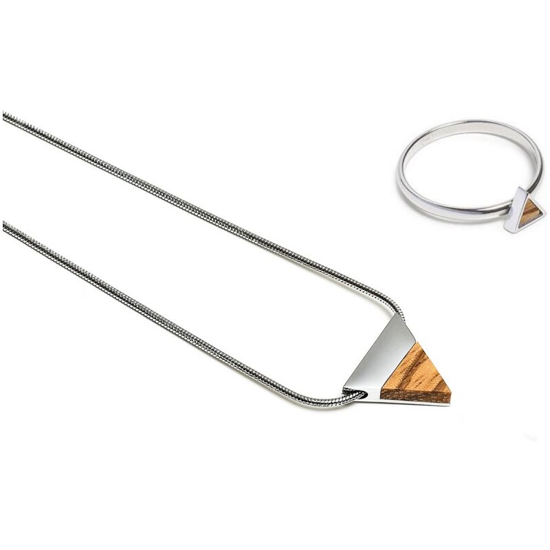 BeWooden Triangle Necklace & Ring