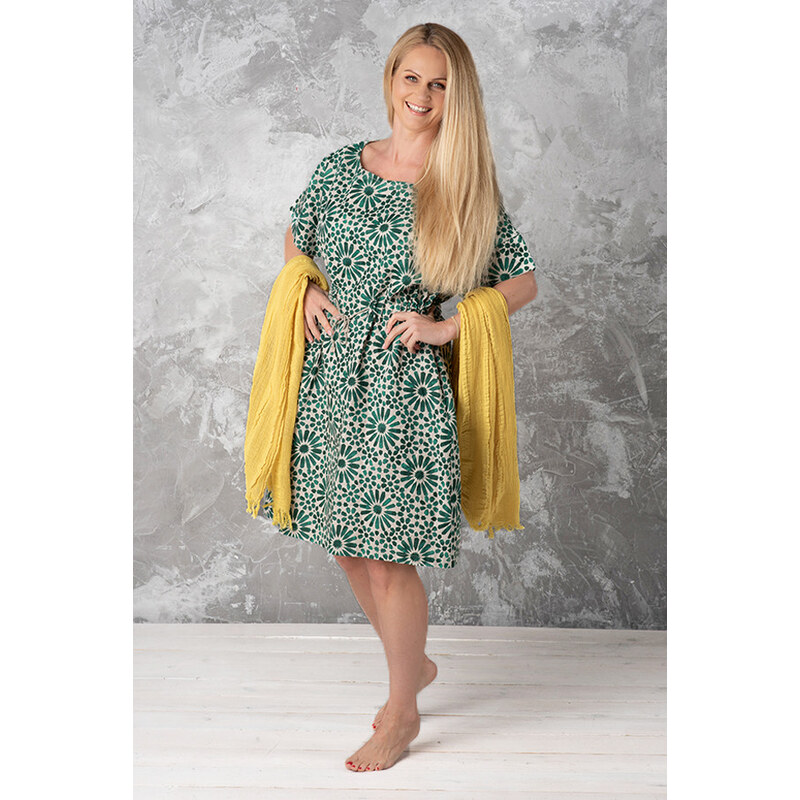 Glara Summer linen patterned dress