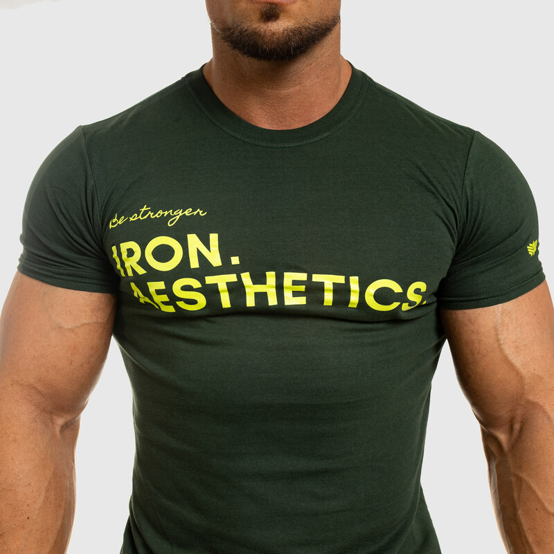 Férfi fitness póló Iron Aesthetics Be Stronger, zöld