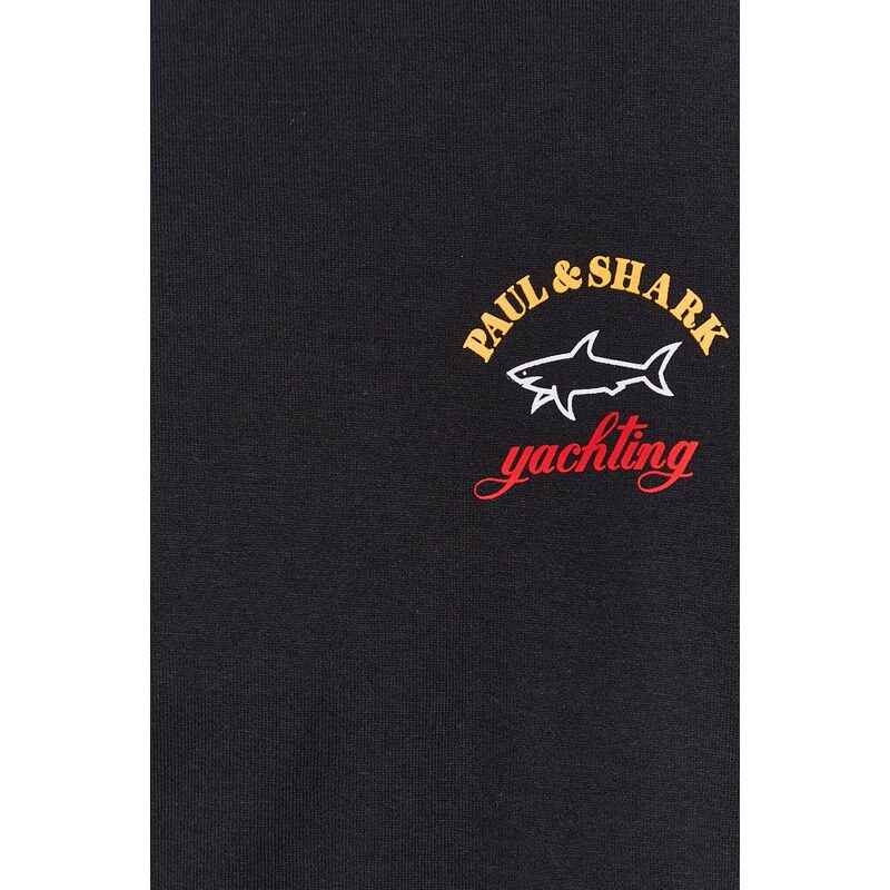 Paul&Shark pamut póló fekete, nyomott mintás