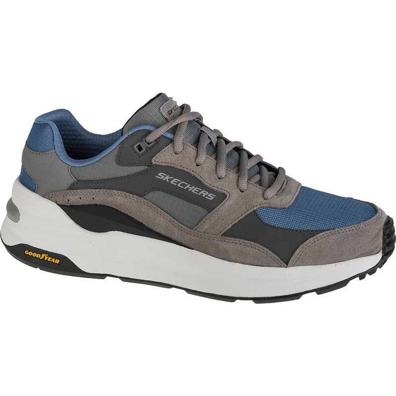 Skechers Global Jogger Leder-Herren-Burgunder-Sneakers