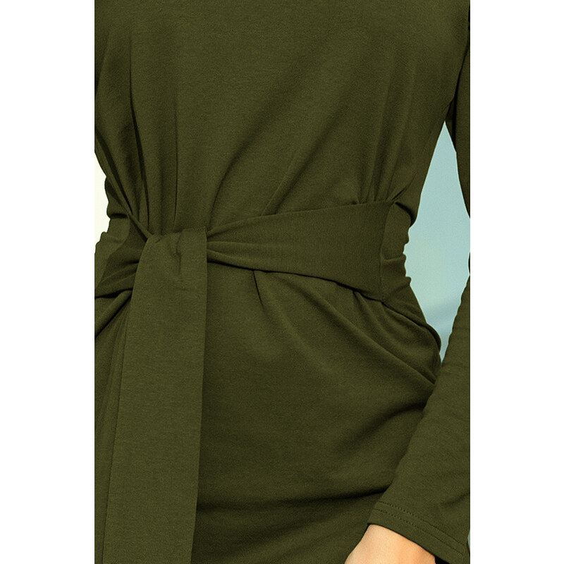 Glara Solid colour cotton ladies dress with sleeves