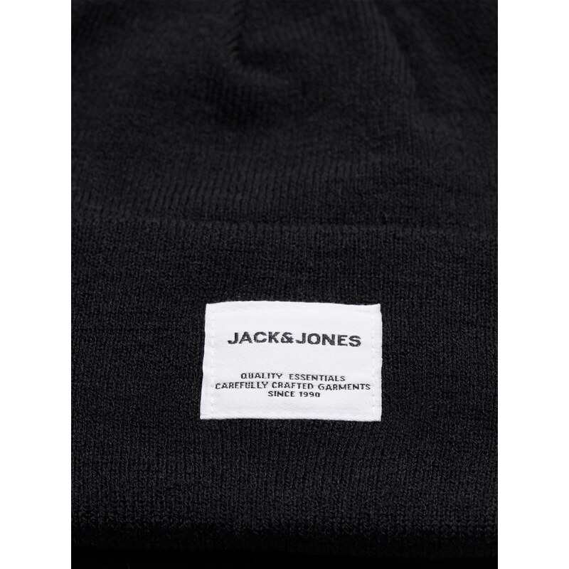 JACK & JONES Sapka 'Long Knit' fekete / fehér