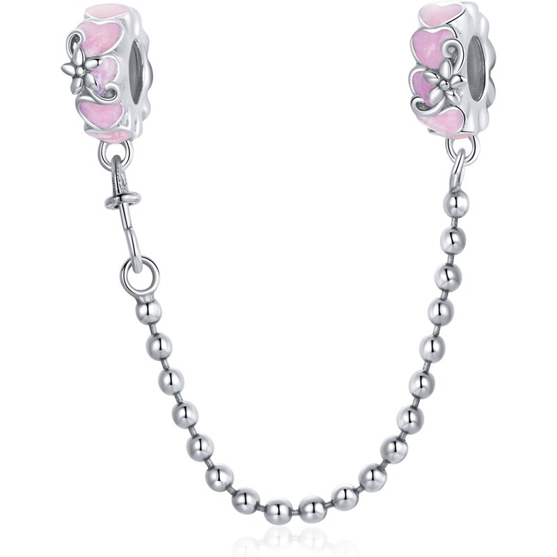 EdenBoutique Pink Hearts biztonsági lánc ezüst talizmán