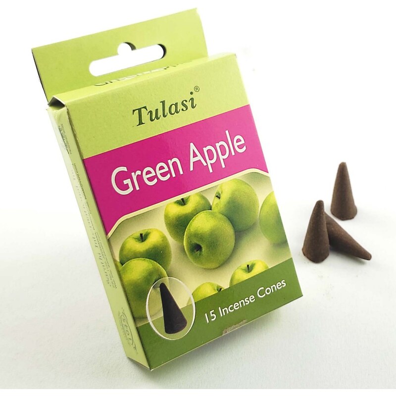 JAMMStore Tulasi Green Apple (Zöldalma) Indiai Kúpfüstölő (15db)
