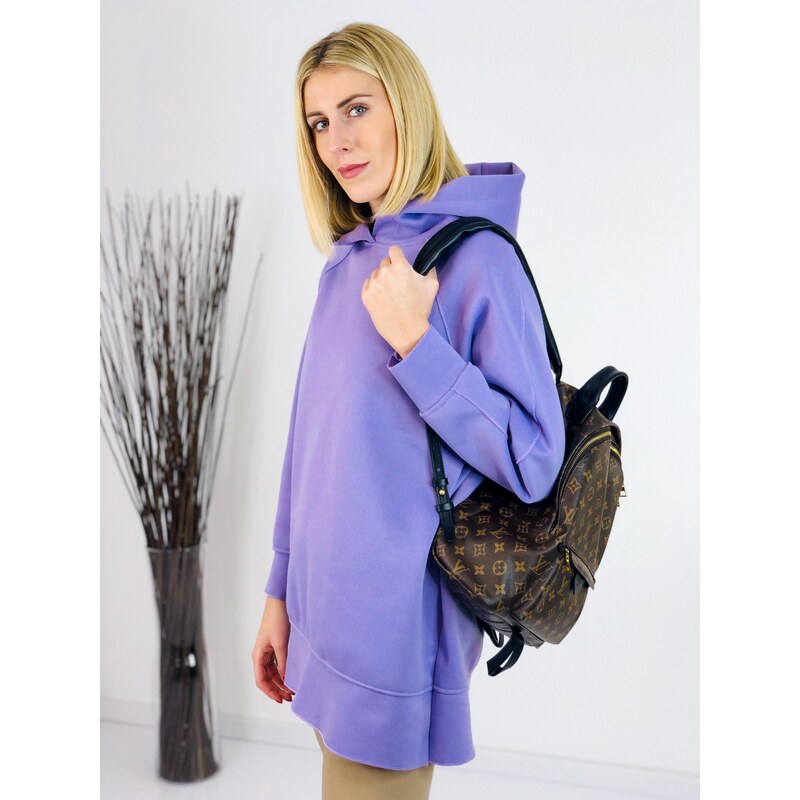 Webmoda Női lila oversize pulóver kapucnival