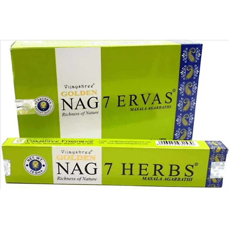JAMMStore Golden Nag 7 Herbs (Hét Gyógynövény) Indiai Füstölő (15gr)