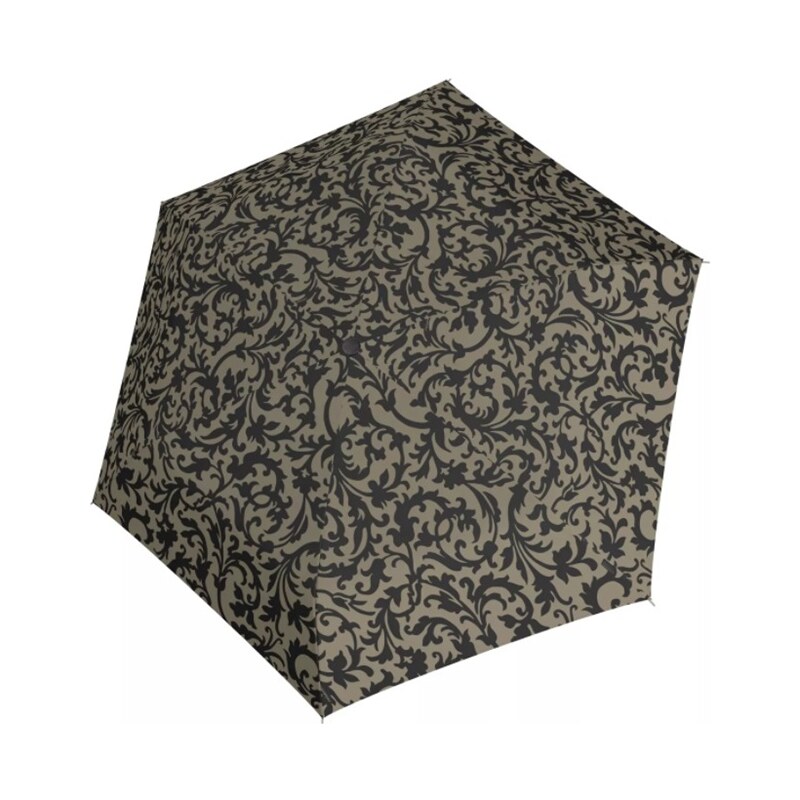REISENTHEL MINI lapos, mechanikus, tóp, fekete barokk mintás esernyő RT7027