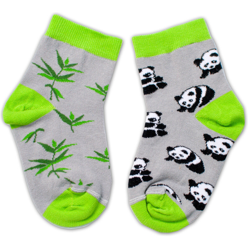 Baby Nellys Vidám pamut- zokni Panda - szürke