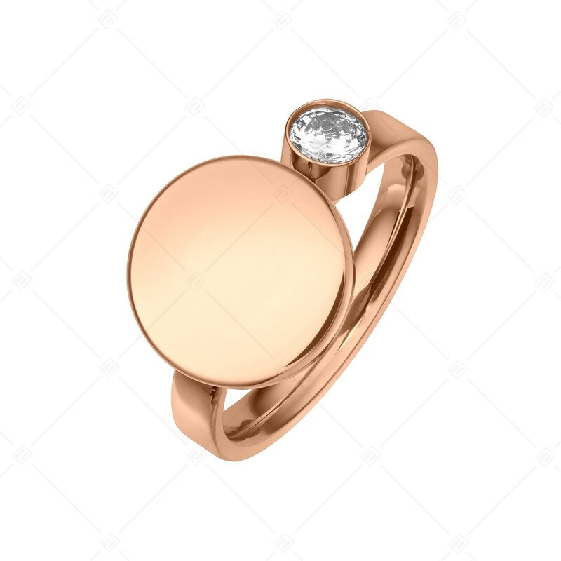 BALCANO - Mila / Gravírozható gyűrű, cirkónia drágakővel, 18K rozé arany bevonattal
