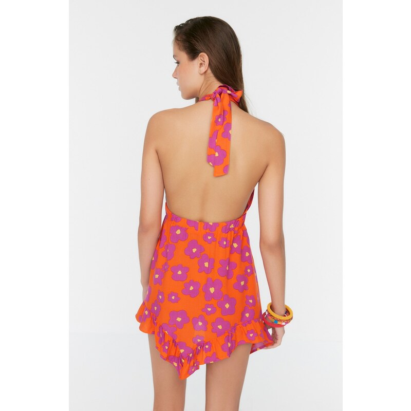 Trendyol Floral Patterned Tie Back Detailed Beach Dress