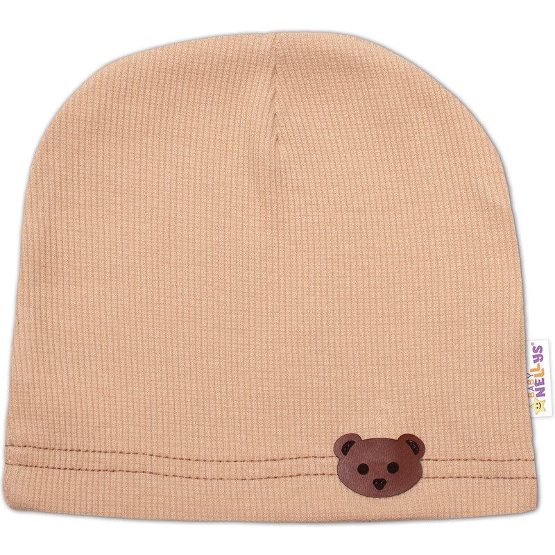 Baby Nellys Teddy medve bordázott kalap - bézs