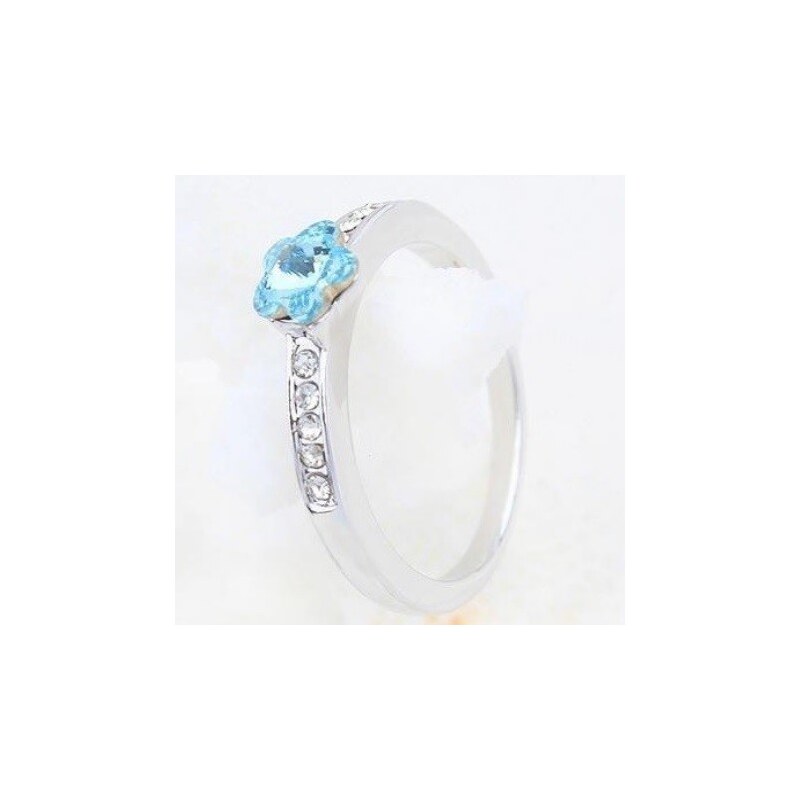 Ékszerkirály Virág alakú gyűrű, Aquamarine, Swarovski kristállyal díszített, 6,5