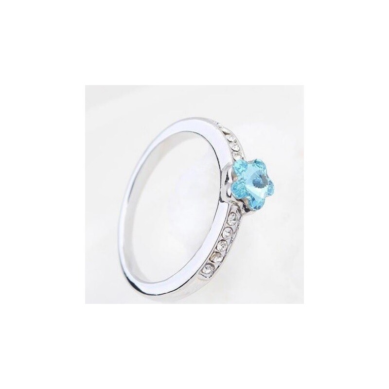Ékszerkirály Virág alakú gyűrű, Aquamarine, Swarovski kristállyal díszített, 6,5