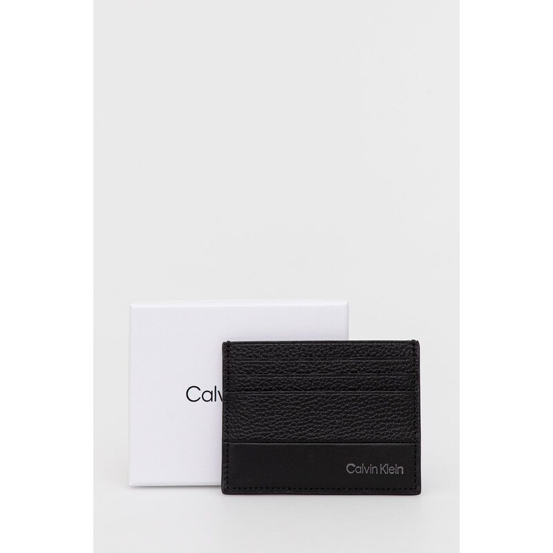 Calvin Klein bőr kártya tok fekete, férfi