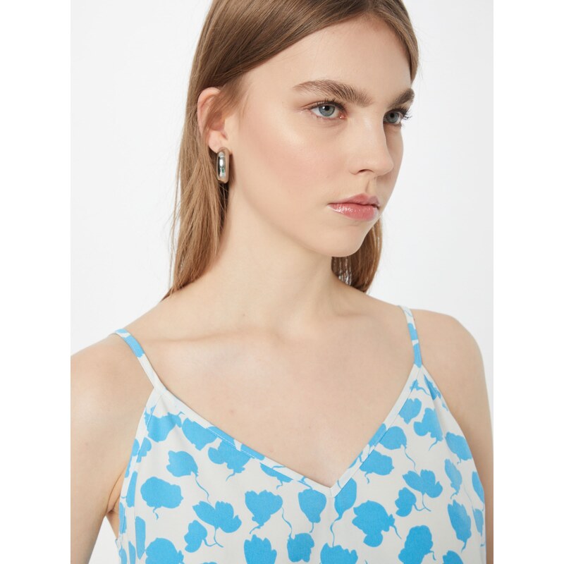 JUST FEMALE Top 'Bloom' neonkék / fehér