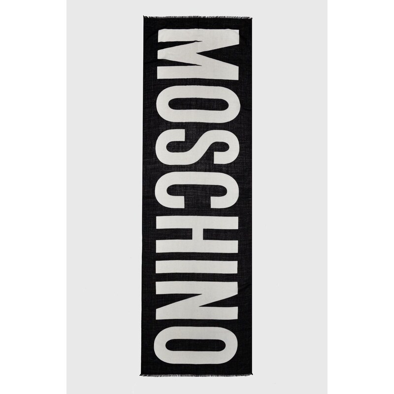 Moschino gyapjú kendő fekete, mintás