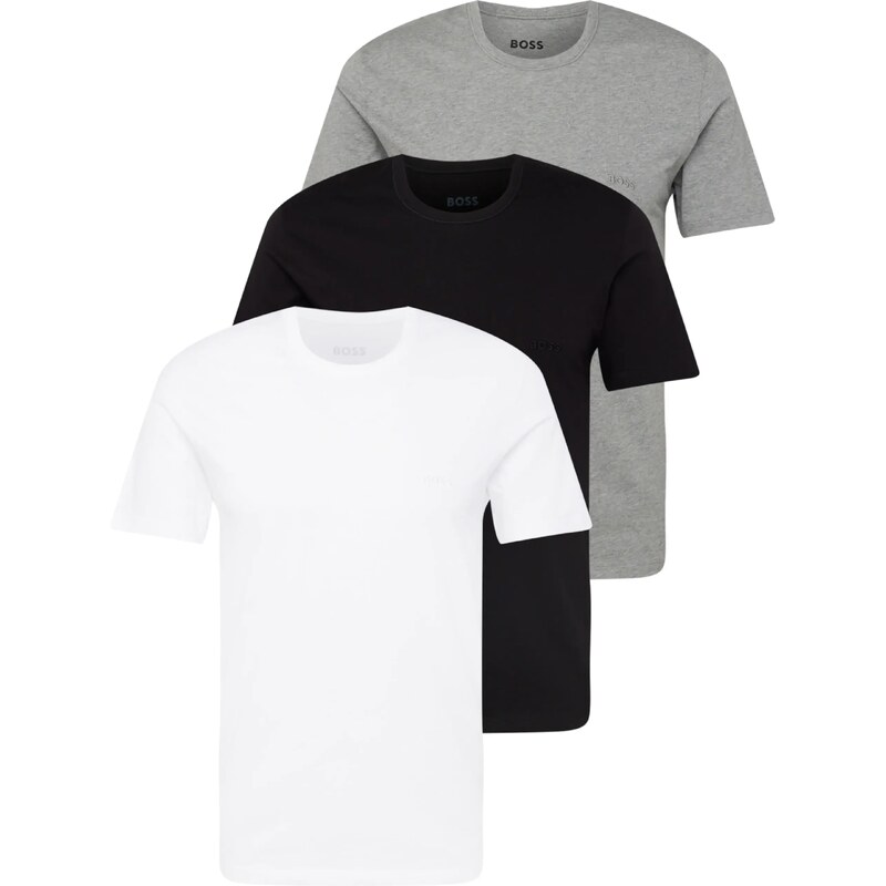BOSS Black Póló 'Classic' szürke melír / fekete / fehér
