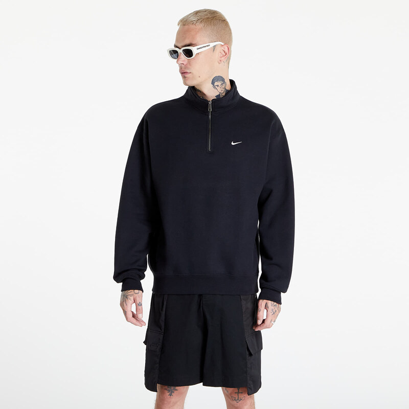 Férfi kapucnis pulóver Nike Solo Swoosh Men's 1/4-Zip Top Black/ White