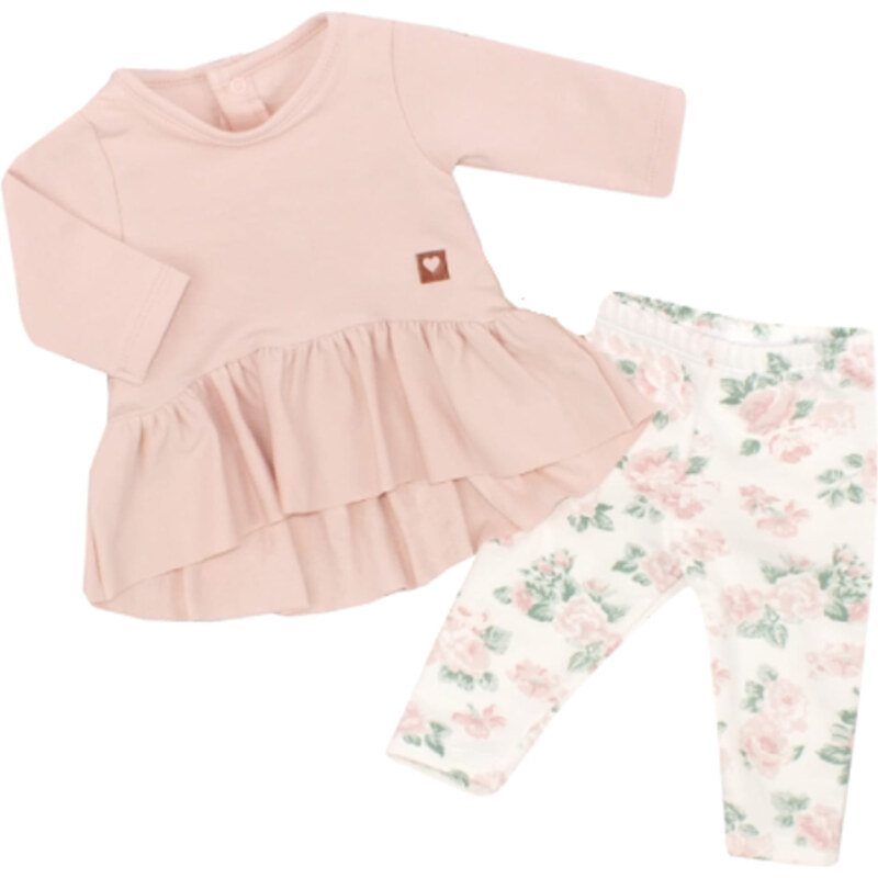 Z&Z 2-dílná ruha / tunika + leggings vele virágok - régi rózsaszín, méret. 68