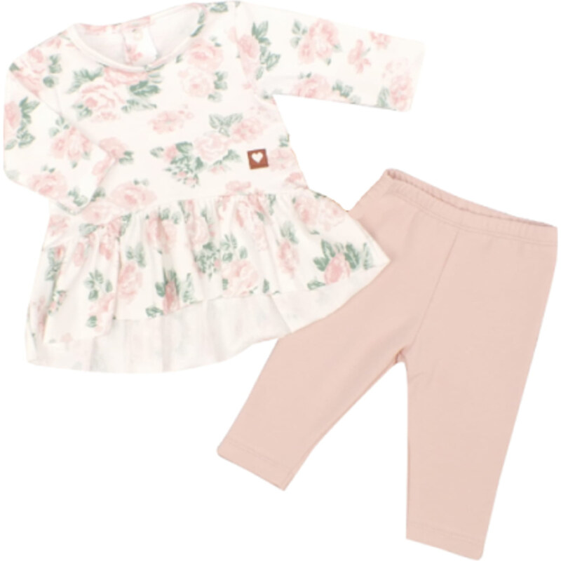 Z&Z 2-dílná ruha / tunikával virágok + bokavédő - régi rózsaszín, méret. 68