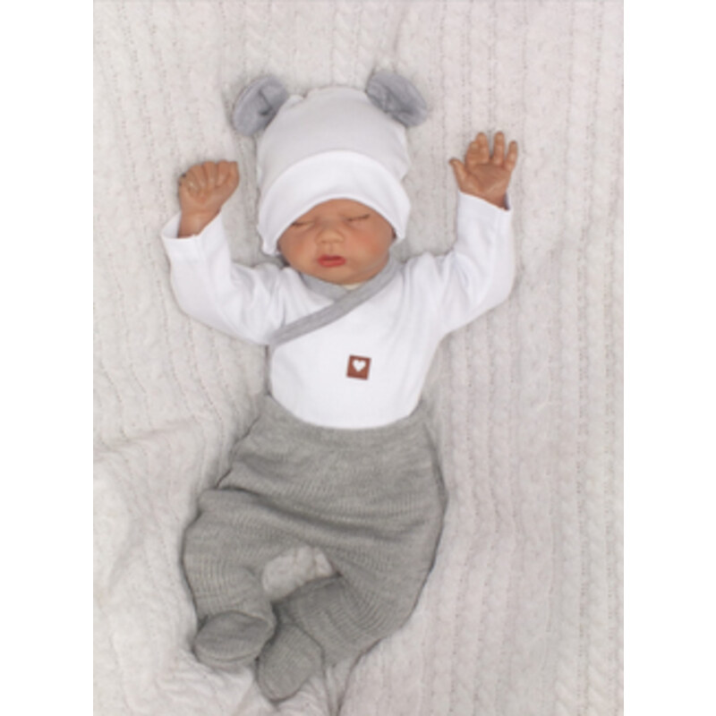 Z&Z 5-el baby készlet kötött ban ben a kórház - szürke, fehér
