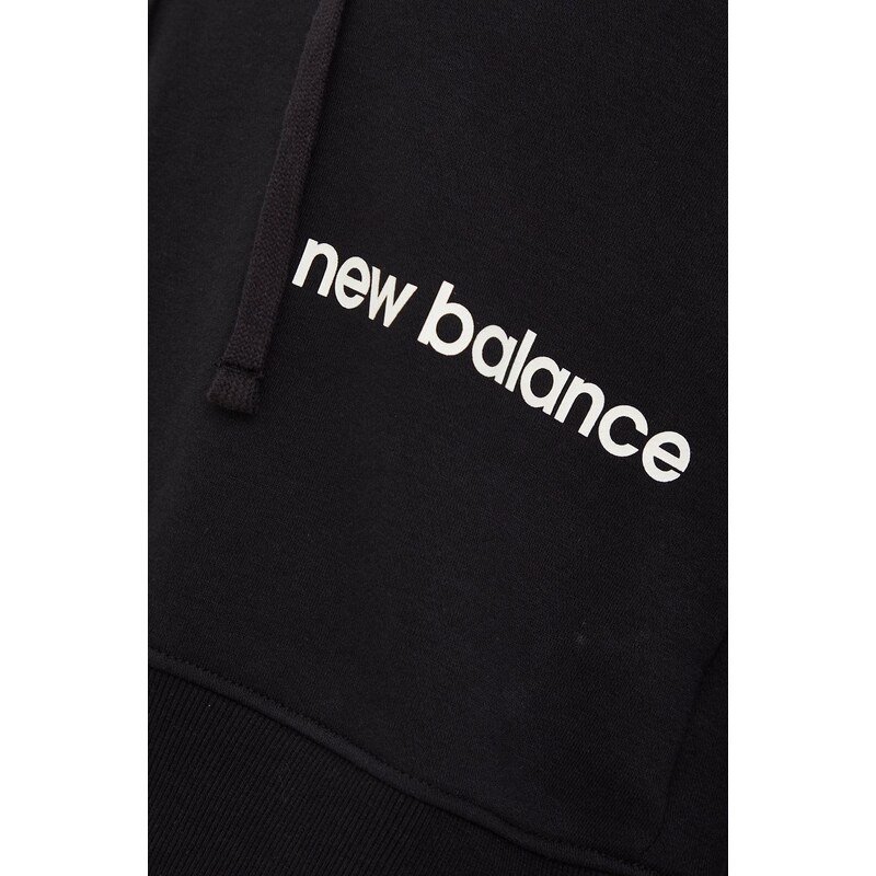 New Balance felső fekete, női, nyomott mintás, kapucnis