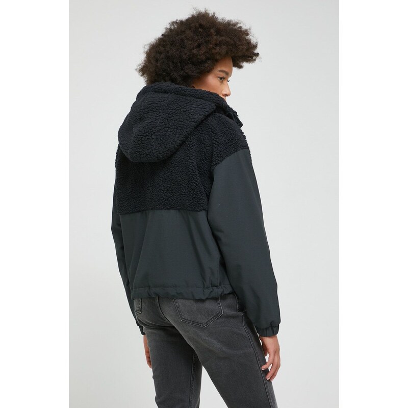 Abercrombie & Fitch rövid kabát női, fekete, átmeneti, oversize