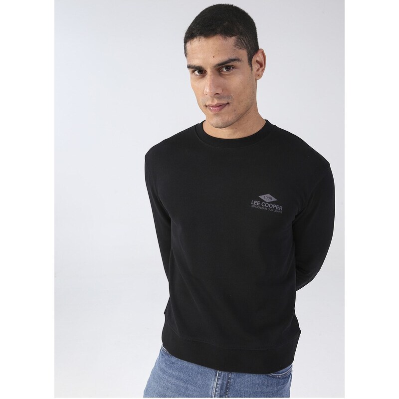 Lee Cooper Men's O Neck Black Sweatshirt 231 Lcm 241029 Neil S