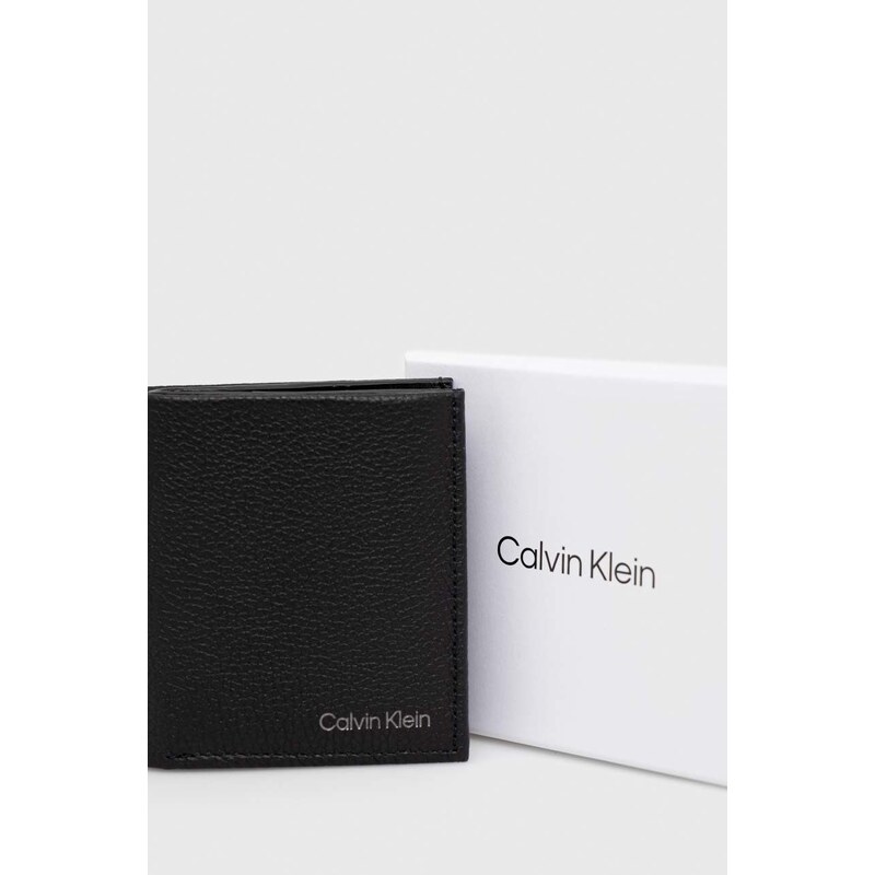 Calvin Klein bőr pénztárca fekete, férfi