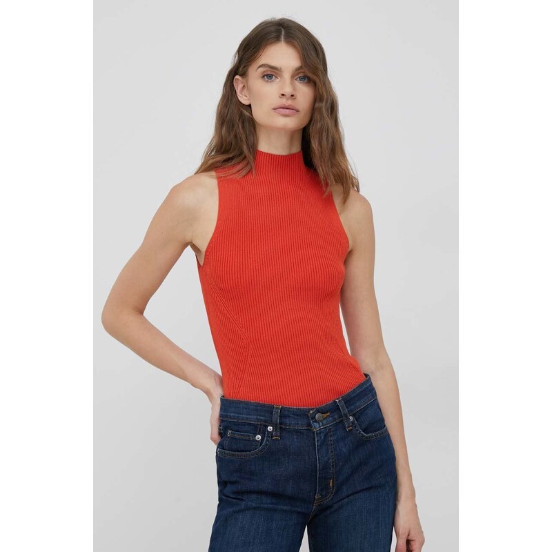 Calvin Klein mellény női, narancssárga, félgarbó nyakú