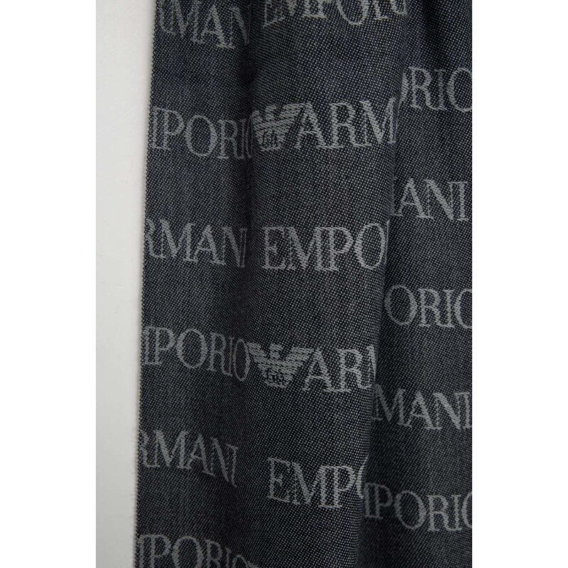 Emporio Armani gyapjú kendő sötétkék, mintás