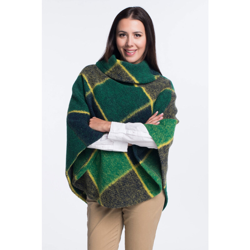 Glara Wool patterned poncho