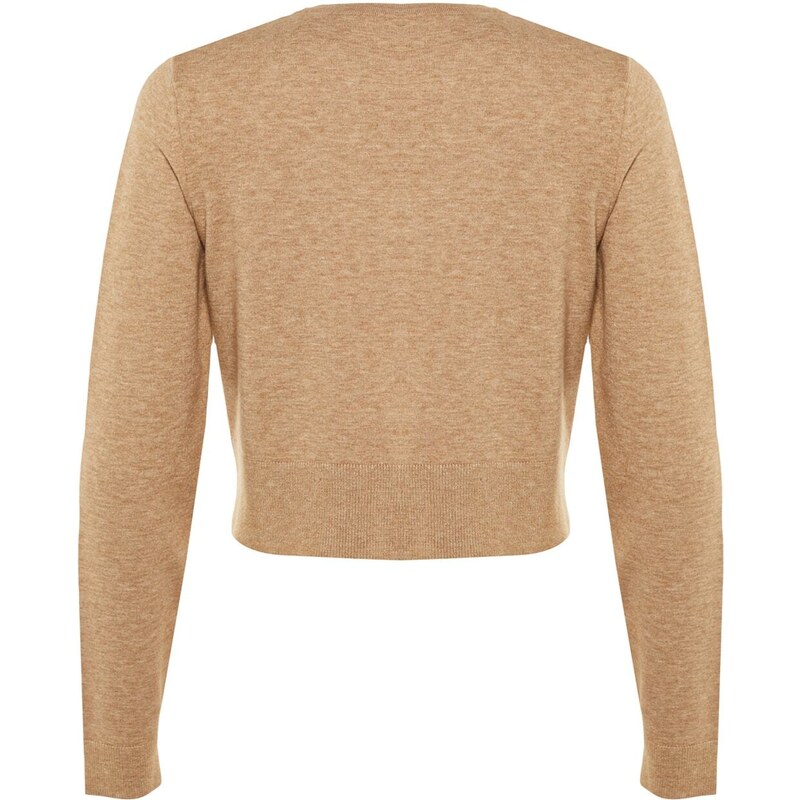 Trendyol X Sagaza Studio világosbarna hímzés részletes kötöttáru Cardigan