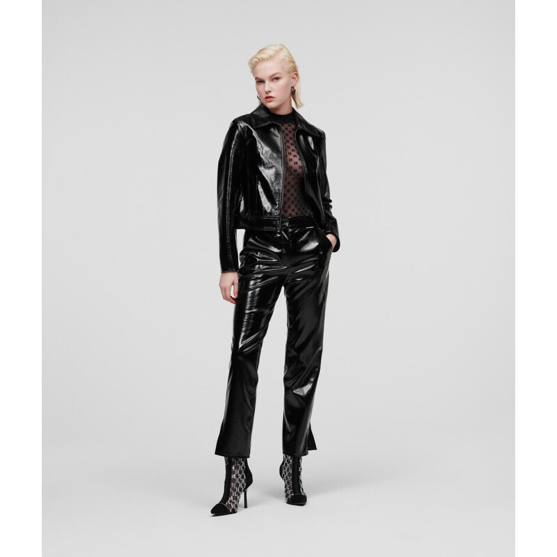 NADRÁG KARL LAGERFELD FAUX PATENT LEATHER PANTS